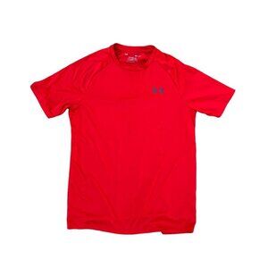 UNDER ARMOUR Tech Tee Shirt Men's SMALL Red Short Sleeve Gym Exercise​​​​​​